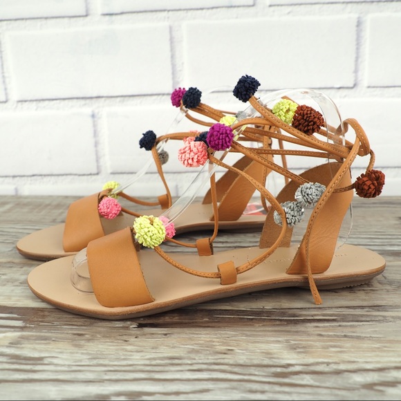 NWT Loeffler Randall 8.5 Saskia Flat Pompom Sandal - Picture 4 of 8